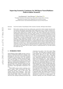 Improving Geometric Consistency for 360-Degree Neural Radiance Fields in Indoor Scenarios