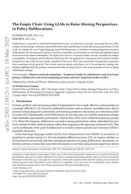 The Empty Chair: Using LLMs to Raise Missing Perspectives in Policy Deliberations