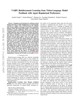 VARP: Reinforcement Learning from Vision-Language Model Feedback with Agent Regularized Preferences