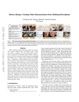Stitch-a-Recipe: Video Demonstration from Multistep Descriptions