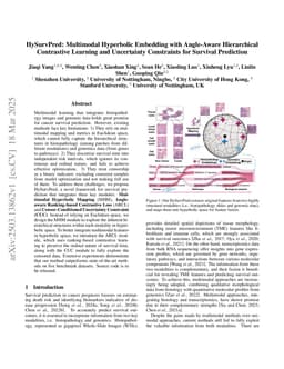 HySurvPred: Multimodal Hyperbolic Embedding with Angle-Aware Hierarchical Contrastive Learning and Uncertainty Constraints for Survival Prediction