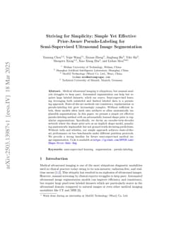 Striving for Simplicity: Simple Yet Effective Prior-Aware Pseudo-Labeling for Semi-Supervised Ultrasound Image Segmentation