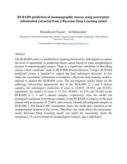BI-RADS prediction of mammographic masses using uncertainty information extracted from a Bayesian Deep Learning model