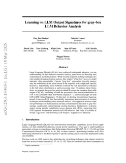 Learning on LLM Output Signatures for gray-box LLM Behavior Analysis