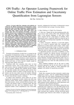 ON-Traffic: An Operator Learning Framework for Online Traffic Flow Estimation and Uncertainty Quantification from Lagrangian Sensors