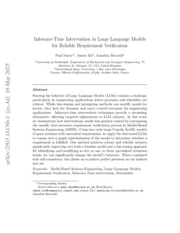 Inference-Time Intervention in Large Language Models for Reliable Requirement Verification
