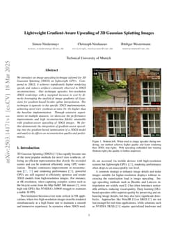 Lightweight Gradient-Aware Upscaling of 3D Gaussian Splatting Images