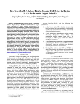 GeoFlow-SLAM: A Robust Tightly-Coupled RGBD-Inertial Fusion SLAM for Dynamic Legged Robotics