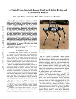 A Chain-Driven, Sandwich-Legged Quadruped Robot: Design and Experimental Analysis