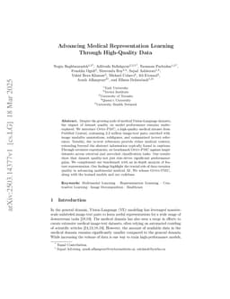 Advancing Medical Representation Learning Through High-Quality Data