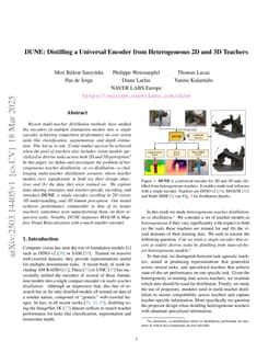 DUNE: Distilling a Universal Encoder from Heterogeneous 2D and 3D Teachers
