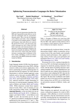 Splintering Nonconcatenative Languages for Better Tokenization