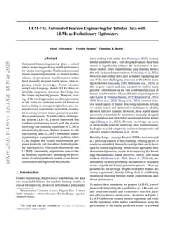 LLM-FE: Automated Feature Engineering for Tabular Data with LLMs as Evolutionary Optimizers