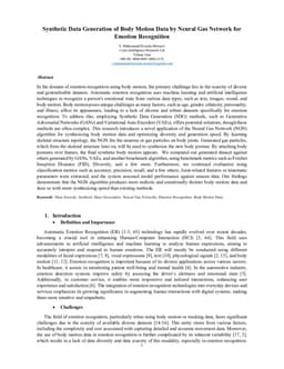 Synthetic Data Generation of Body Motion Data by Neural Gas Network for Emotion Recognition