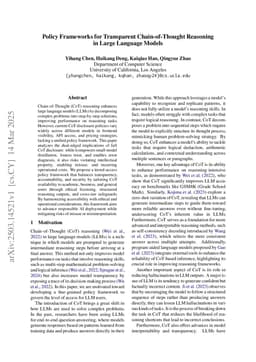 Policy Frameworks for Transparent Chain-of-Thought Reasoning in Large Language Models