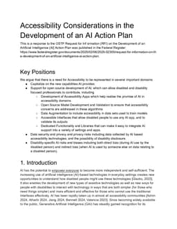 Accessibility Considerations in the Development of an AI Action Plan