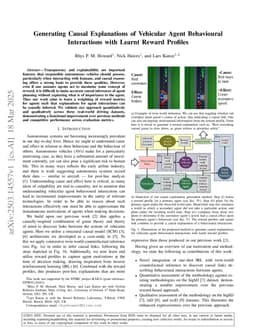Generating Causal Explanations of Vehicular Agent Behavioural Interactions with Learnt Reward Profiles