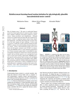 Reinforcement learning-based motion imitation for physiologically plausible musculoskeletal motor control