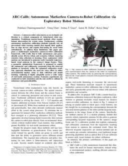 ARC-Calib: Autonomous Markerless Camera-to-Robot Calibration via Exploratory Robot Motions