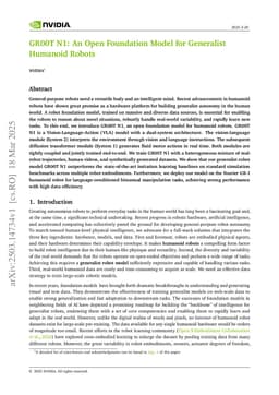GR00T N1: An Open Foundation Model for Generalist Humanoid Robots