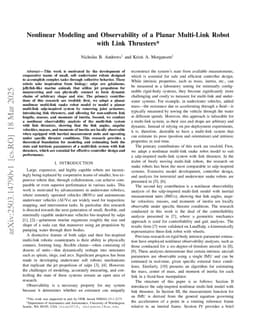 Nonlinear Modeling and Observability of a Planar Multi-Link Robot with Link Thrusters