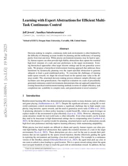 Learning with Expert Abstractions for Efficient Multi-Task Continuous Control