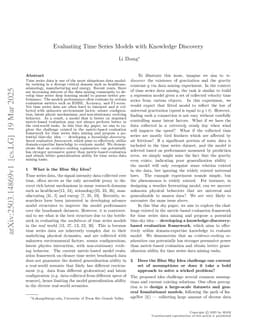 Evaluating Time Series Models with Knowledge Discovery