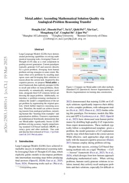 MetaLadder: Ascending Mathematical Solution Quality via Analogical-Problem Reasoning Transfer