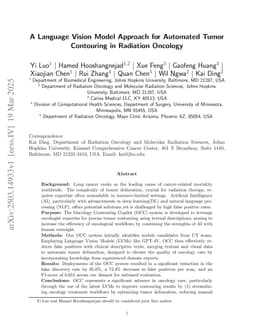 A Language Vision Model Approach for Automated Tumor Contouring in Radiation Oncology