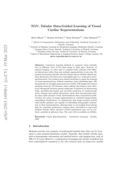 TGV: Tabular Data-Guided Learning of Visual Cardiac Representations