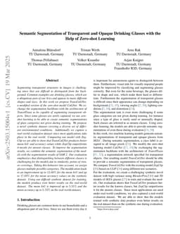 Semantic Segmentation of Transparent and Opaque Drinking Glasses with the Help of Zero-shot Learning