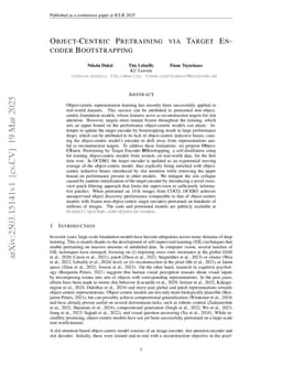 Object-Centric Pretraining via Target Encoder Bootstrapping