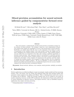 Mixed precision accumulation for neural network inference guided by componentwise forward error analysis