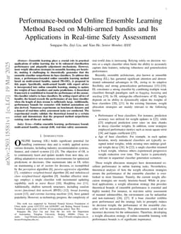 Performance-bounded Online Ensemble Learning Method Based on Multi-armed bandits and Its Applications in Real-time Safety Assessment