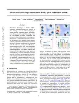 Hierarchical clustering with maximum density paths and mixture models