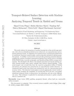 Transport-Related Surface Detection with Machine Learning: Analyzing Temporal Trends in Madrid and Vienna