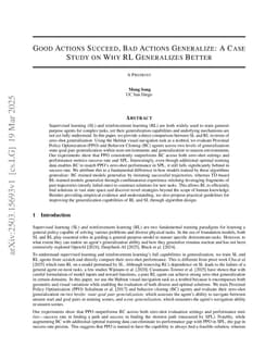 Good Actions Succeed, Bad Actions Generalize: A Case Study on Why RL Generalizes Better