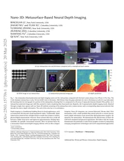 Nano-3D: Metasurface-Based Neural Depth Imaging