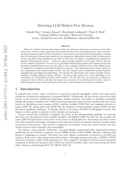 Detecting LLM-Written Peer Reviews