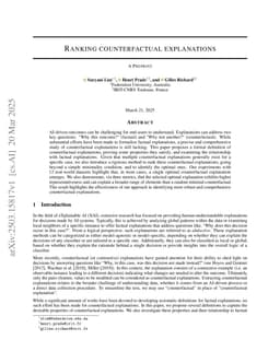 Ranking Counterfactual Explanations