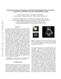 Sequential Spatial-Temporal Network for Interpretable Automatic Ultrasonic Assessment of Fetal Head during labor
