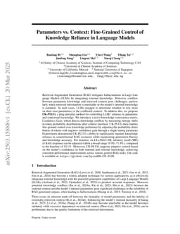 Parameters vs. Context: Fine-Grained Control of Knowledge Reliance in Language Models