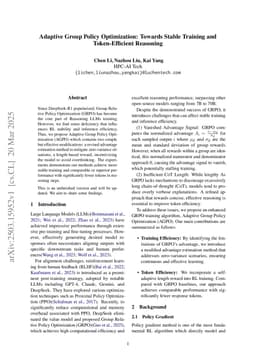 Adaptive Group Policy Optimization: Towards Stable Training and Token-Efficient Reasoning
