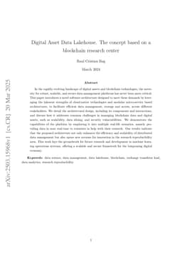 Digital Asset Data Lakehouse. The concept based on a blockchain research center