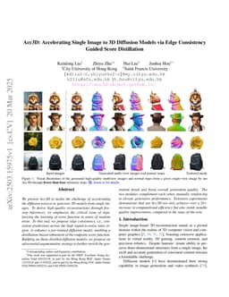 Acc3D: Accelerating Single Image to 3D Diffusion Models via Edge Consistency Guided Score Distillation