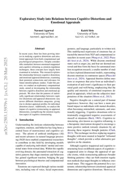 Exploratory Study into Relations between Cognitive Distortions and Emotional Appraisals