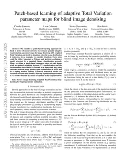 Patch-based learning of adaptive Total Variation parameter maps for blind image denoising