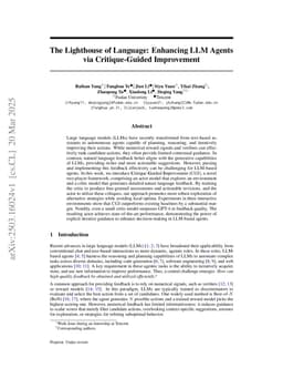 The Lighthouse of Language: Enhancing LLM Agents via Critique-Guided Improvement