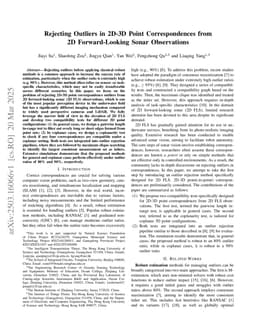 Rejecting Outliers in 2D-3D Point Correspondences from 2D Forward-Looking Sonar Observations