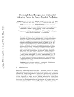 Disentangled and Interpretable Multimodal Attention Fusion for Cancer Survival Prediction
